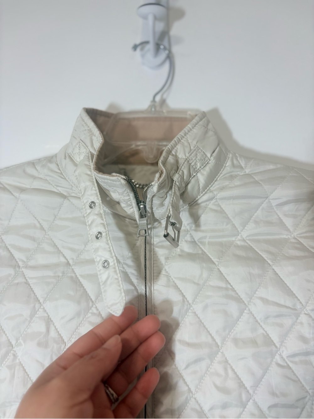 Banana Republic Quilted Womens Ivory Equestrian Corduroy Collar Jacket Sz M - Picture 14 of 14